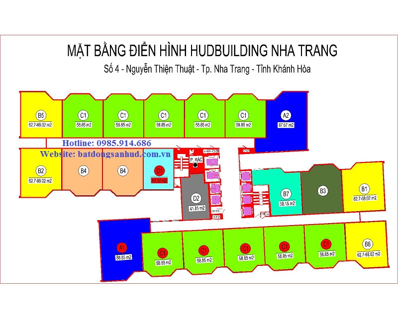 mặt bằng chung cư số 4 nguyễn thiện thuật - Hudbuilding Nha Trang