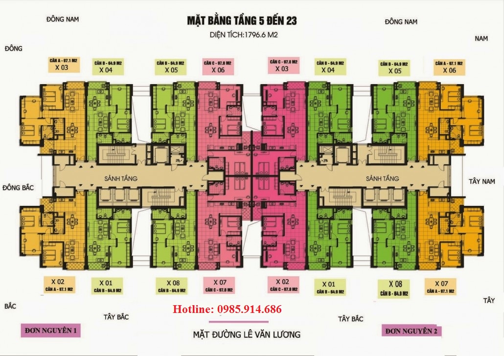 mặt bằng chung cư hadin resco lê văn lương