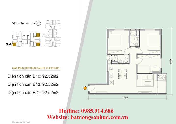 Thiết kế căn hộ B10; B13 và B21 chung cư 176 Định Công