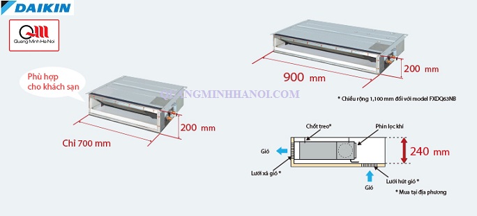 Điều hòa âm trần nối ống gió Daikin có Thiết kế gọn nhẹ linh hoạt