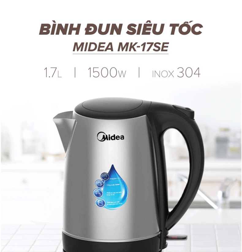 Bình đun siêu tốc Midea MK-17SE