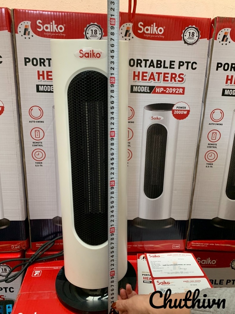 Quạt sưởi nhiệt Saiko HP-2092R - Có điều khiển từ xa, Bảo hành 18 tháng trên toàn quốc