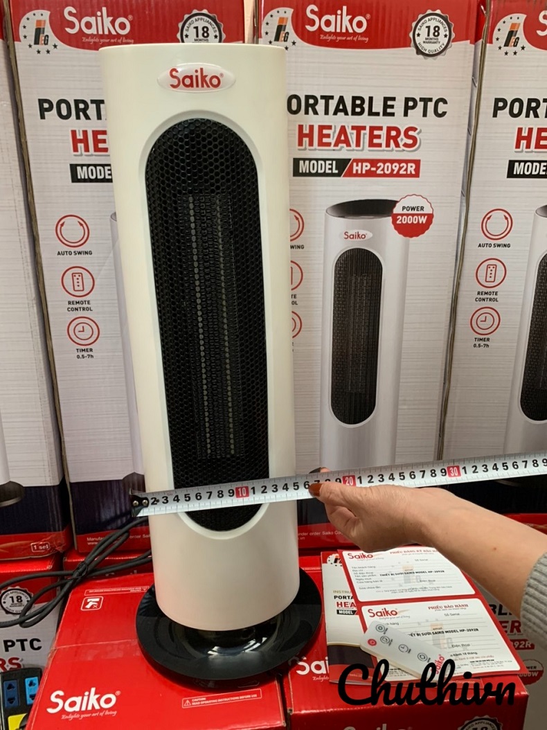 Quạt sưởi nhiệt Saiko HP-2092R - Có điều khiển từ xa, Bảo hành 18 tháng trên toàn quốc