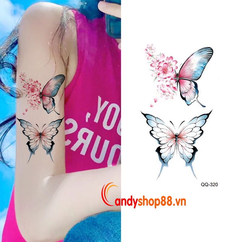 Hình xăm dán tattoo bướm Candyshop88