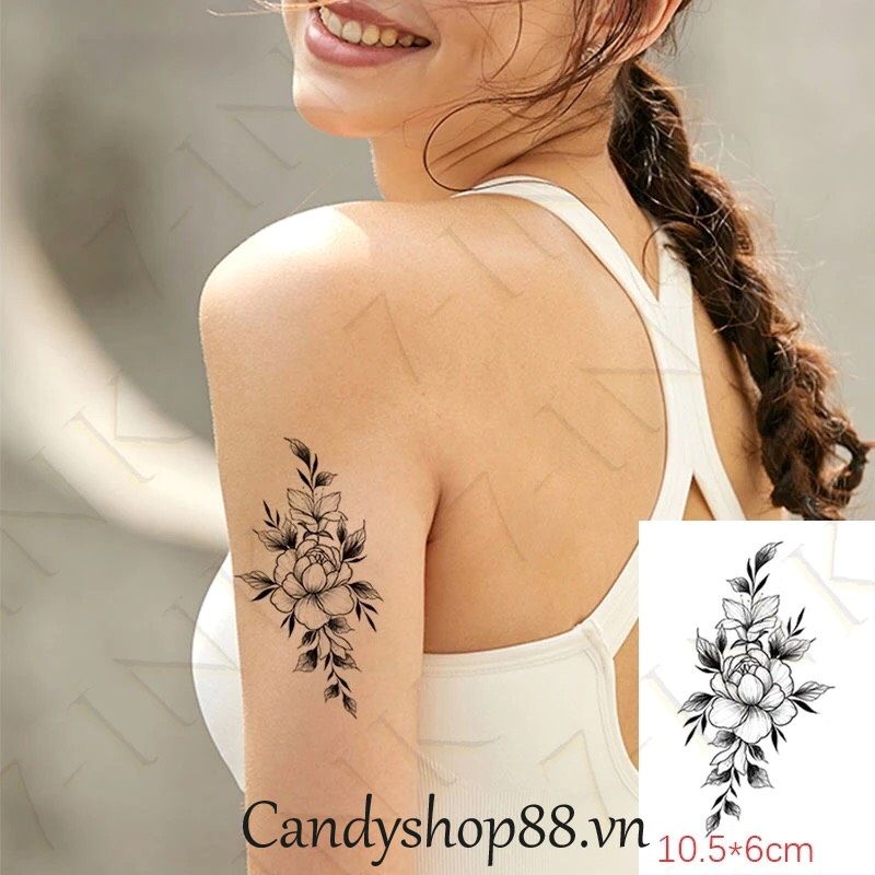 Hình xăm dán tattoo mẫu hoa Candyshop88