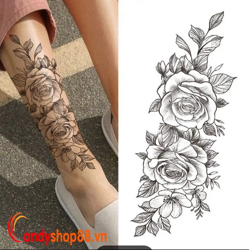 Hình xăm dán tattoo hoa hồng