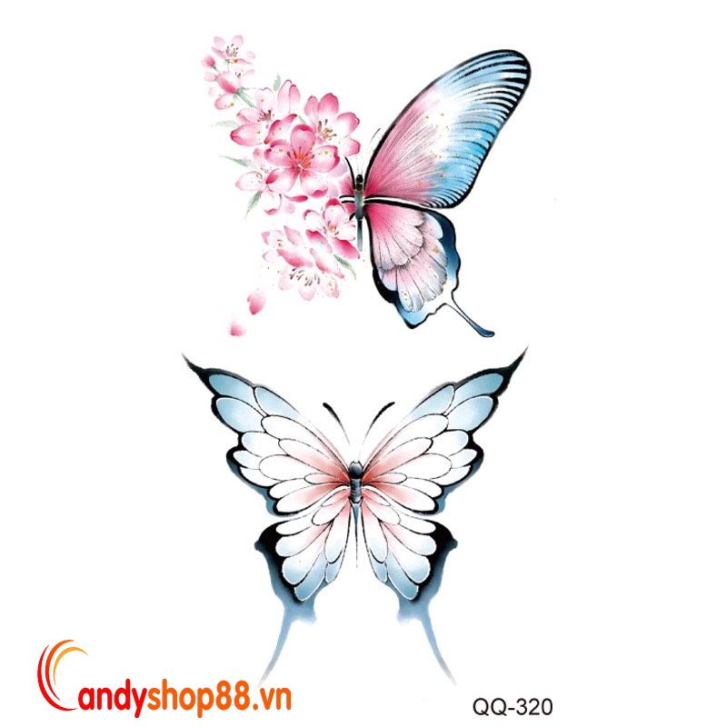 Hình xăm dán tattoo bướm Candyshop88
