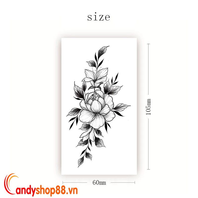 Hình xăm dán tattoo mẫu hoa Candyshop88
