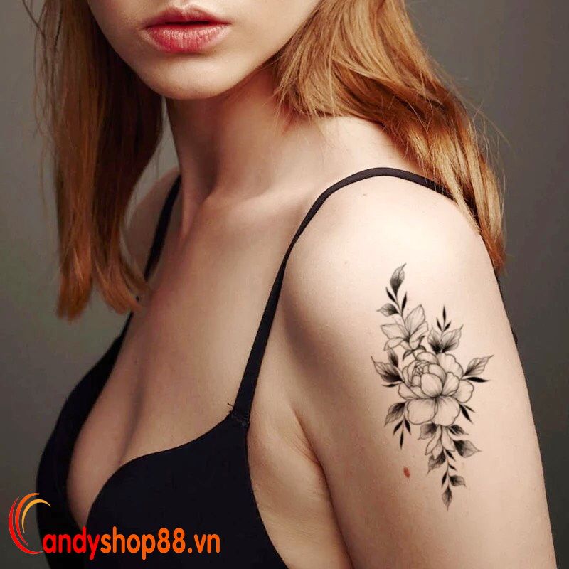Hình xăm dán tattoo mẫu hoa Candyshop88