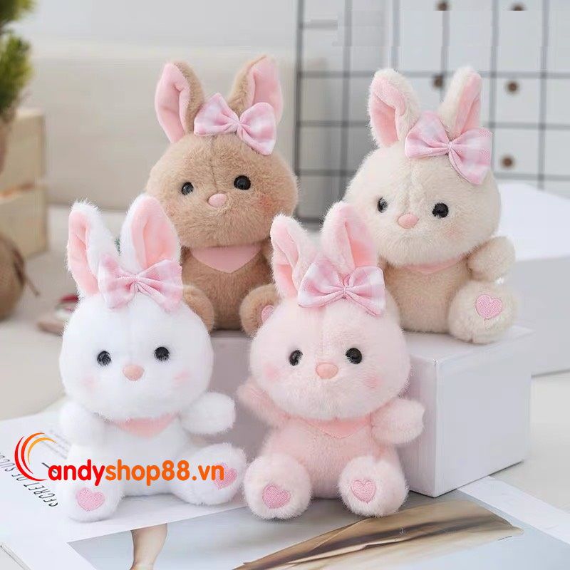 móc khóa thỏ con nơ caro