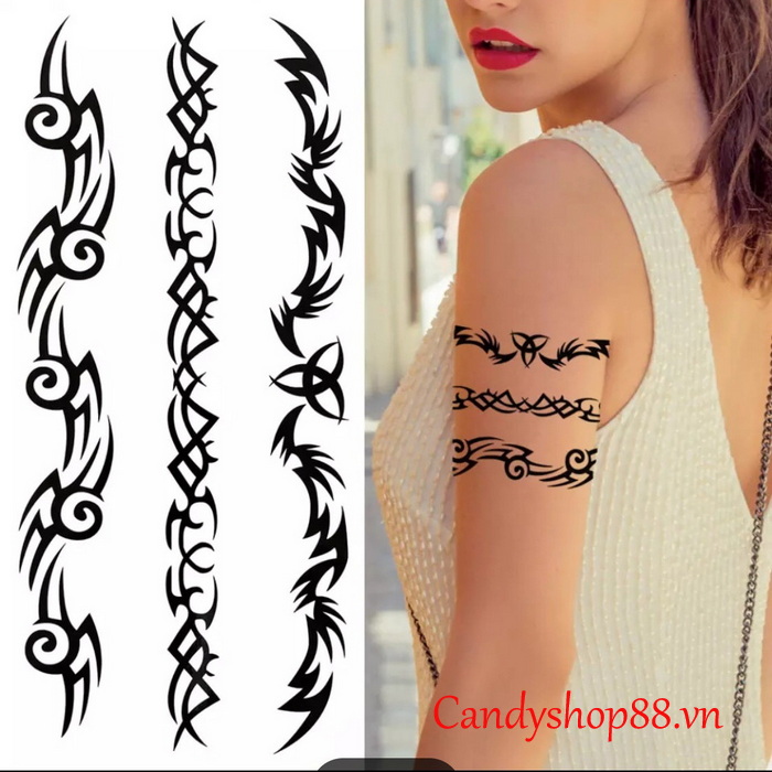 Hình xăm dán tattoo vòng tay họa tiết YHB23 có hàng sẵn tại Candyshop88