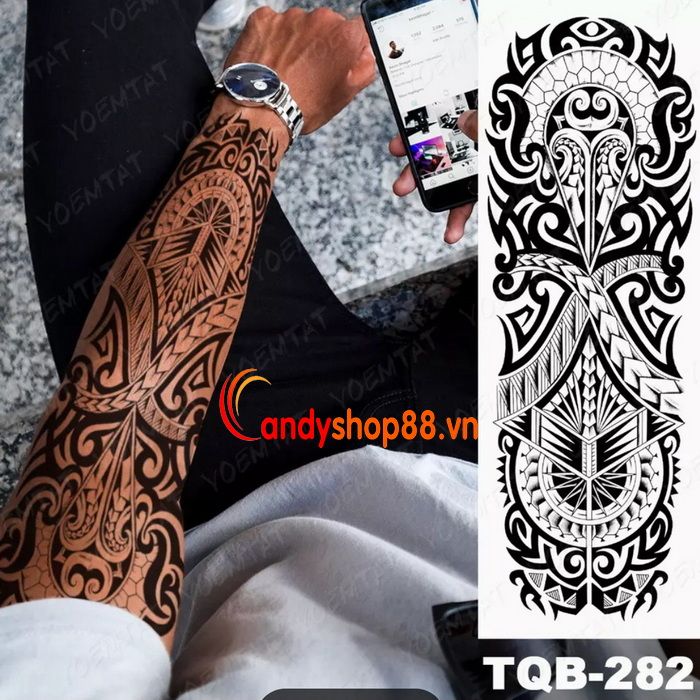 Hình Xăm Dán Tattoo Kín Tay Họa Tiết