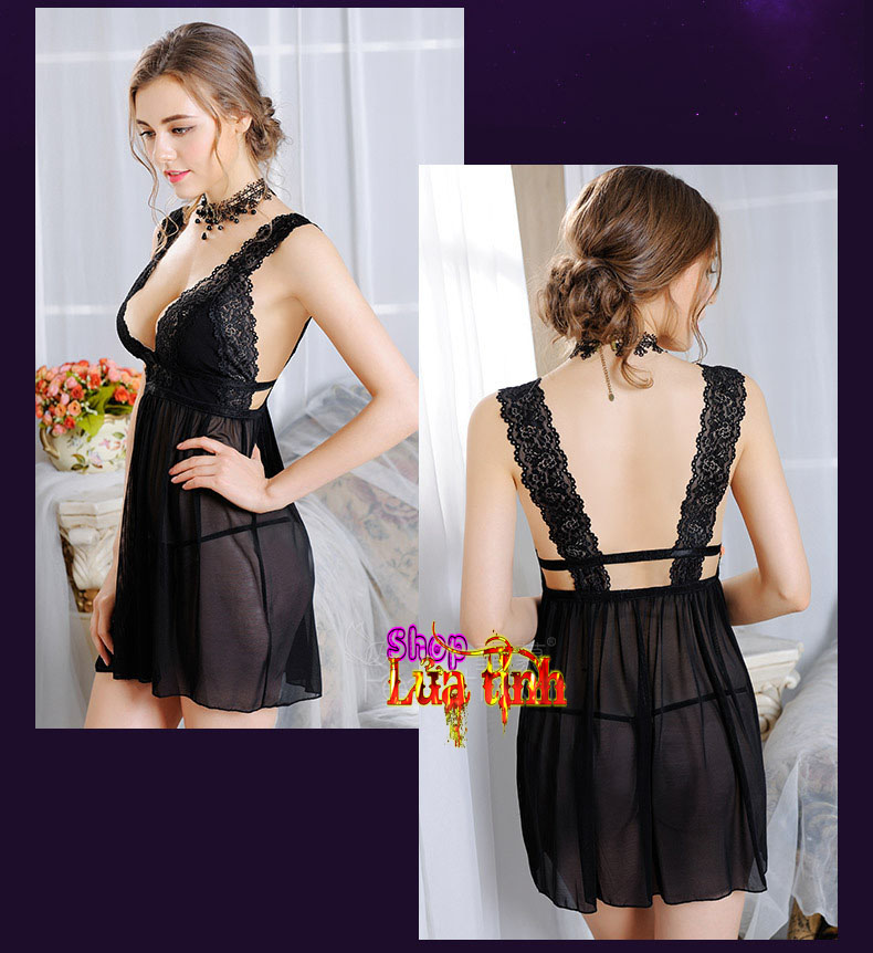 Váy ngủ siêu mỏng hở ngực táo bạo - NY008