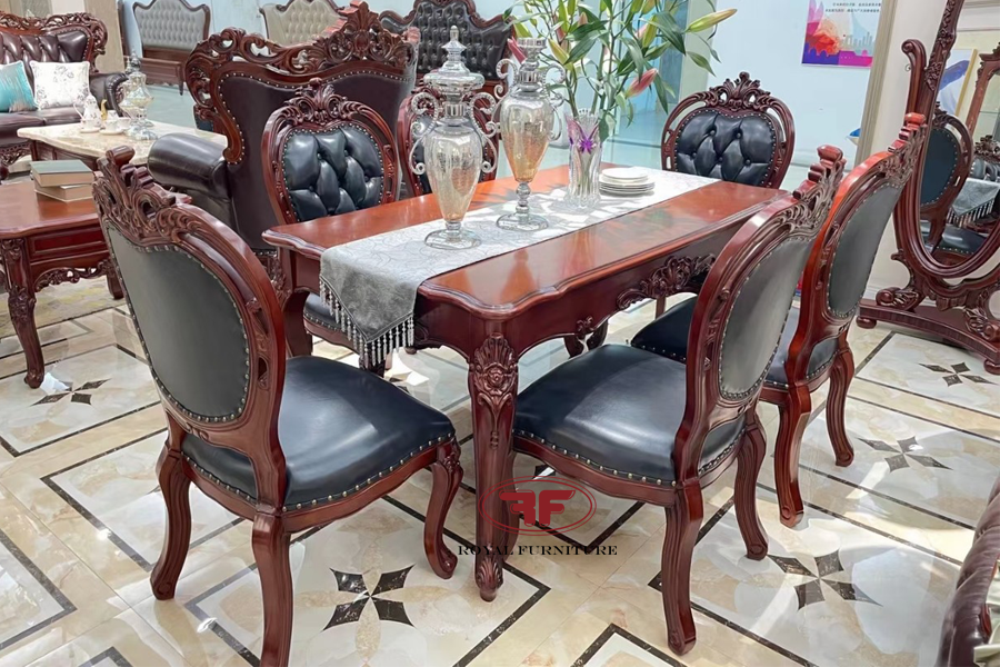 Bộ bàn ăn 6 ghế tự nhiên tân cổ điển là lựa chọn tuyệt vời cho gia đình bạn. Chiếc bàn ăn sang trọng với thiết kế tối giản, chi tiết tỉ mỉ mang đến sự cân bằng hoàn hảo. Cùng với đó, đôi ghế tân cổ điển ấn tượng mang đến sự ấm cúng cho căn bếp nhà bạn.