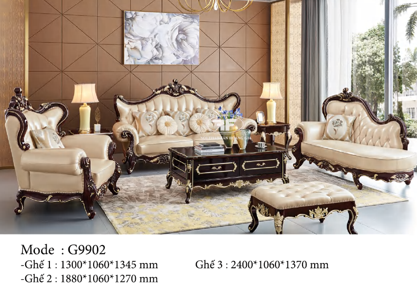 Bộ sofa tân cổ điển sang trọng cho phòng khách G9902