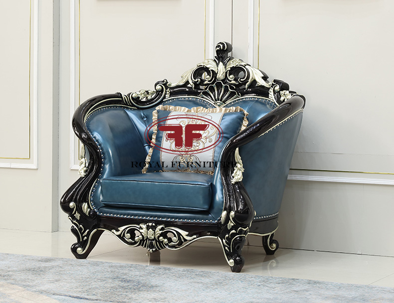 Sofa màu xanh dương tân cổ điển gỗ tự nhiên G9930