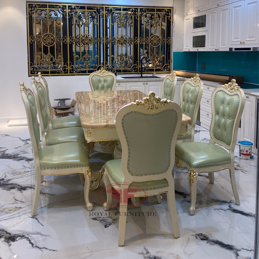 Bộ nội thất dát vàng tone da xanh ngọc nhà chị Long - Trần Cung