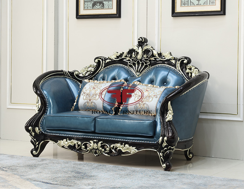 Sofa màu xanh dương tân cổ điển gỗ tự nhiên G9930