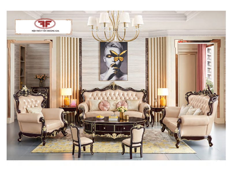 Bộ sofa nhập khẩu tân cổ điển sang trọng cho phòng khách G9911