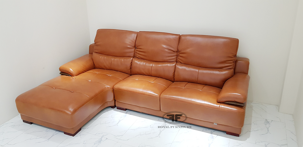 Bộ sofa da màu nâu góc phải