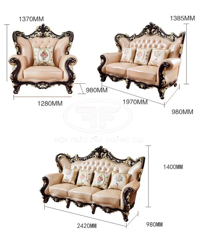 Sofa da thật nhập khẩu tân cổ điển phong cách Pháp G921
