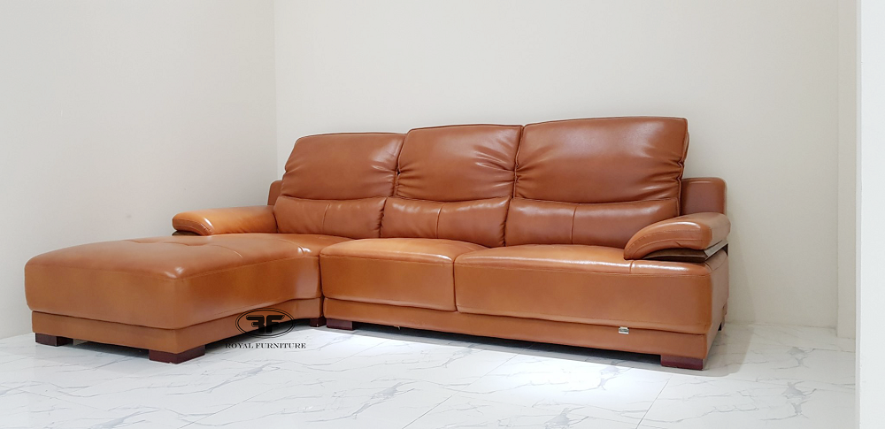 Bộ sofa da màu nâu góc phải