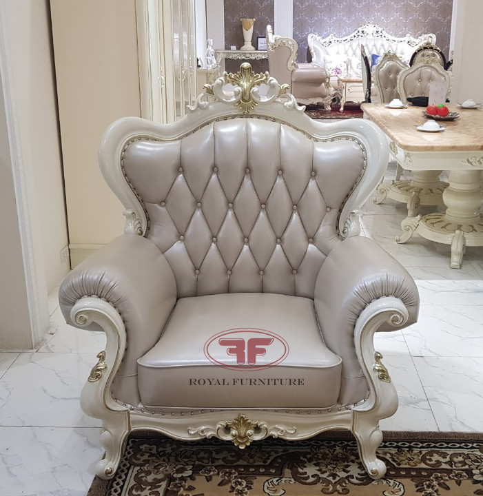 Bộ bàn ghế sofa màu trắng tân cổ điển 9980B