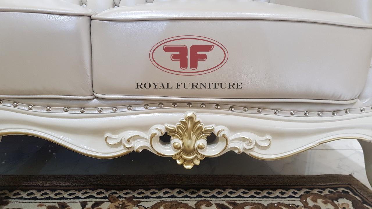 Bộ bàn ghế sofa màu trắng tân cổ điển 9980B