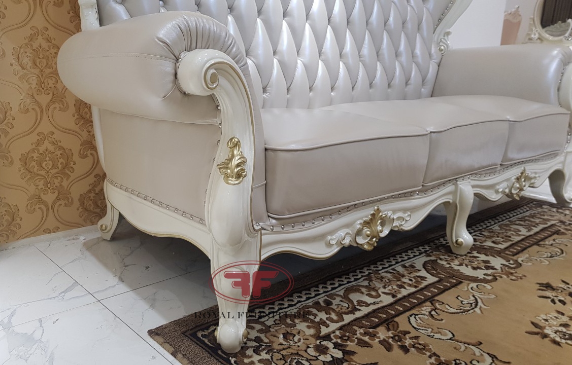 Bộ bàn ghế sofa màu trắng tân cổ điển 9980B