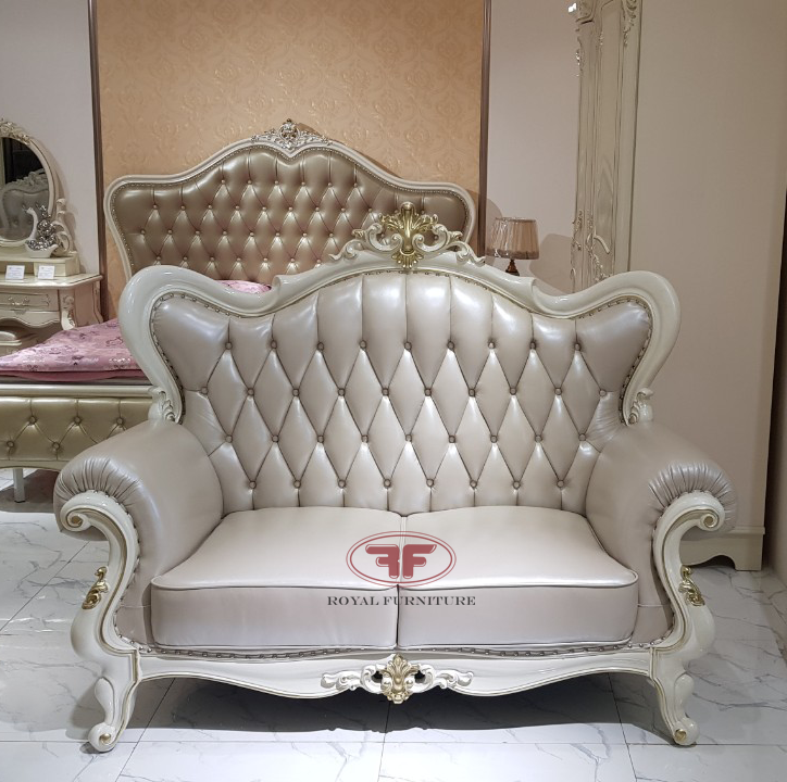Bộ bàn ghế sofa màu trắng tân cổ điển 9980B