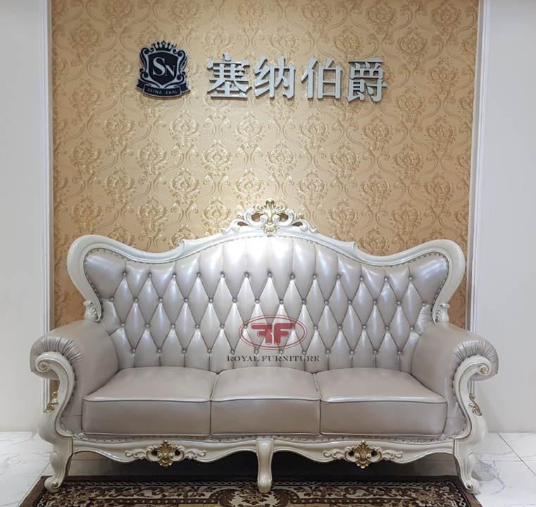 Bộ bàn ghế sofa màu trắng tân cổ điển 9980B