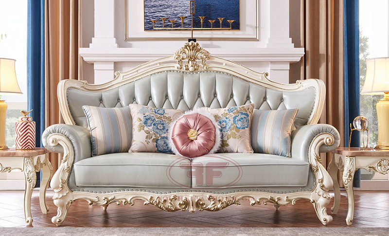 9907B - Bộ ghế sofa gỗ tự nhiên tân cổ điển da xanh nhập khẩu là sản phẩm mà bạn sẽ không muốn bỏ qua. Với khung gỗ và da xanh sang trọng, bộ ghế sofa này đem lại cho không gian sống của bạn không chỉ sự thoải mái mà còn vẻ đẹp tinh tế, tạo nên một không gian sống thẩm mỹ đa dạng và độc đáo. Điều này chắc chắn sẽ làm hài lòng những khách hàng khó tính nhất.