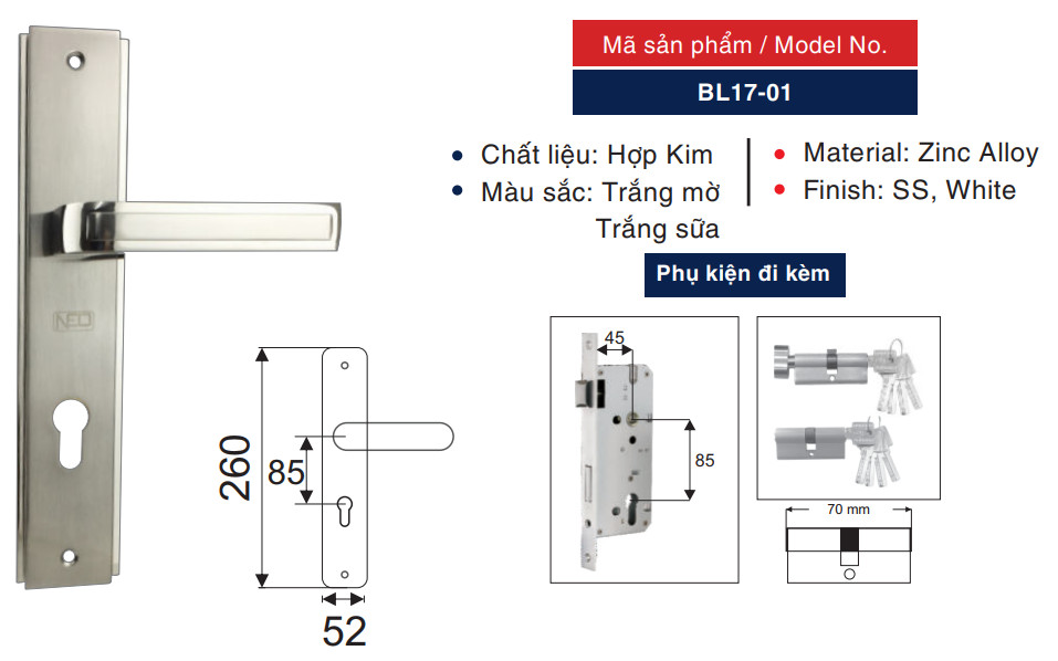 Khóa tay nắm gạt hiệu NEO BL17-01