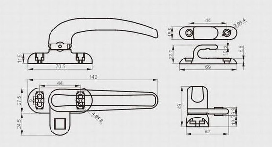 Tay nắm cài cửa sổ mở quay, hất CBM-430