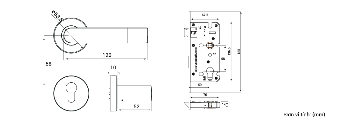 Khoá phân thể mạ đồng đen Huy Hoàng SS 5810