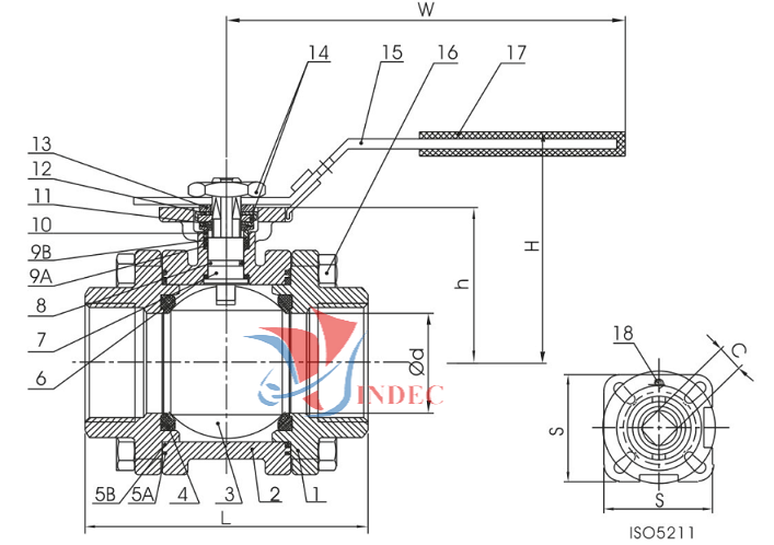 Van Bi INOX 3 Mảnh Chống Cháy Nổ Nối Hàn