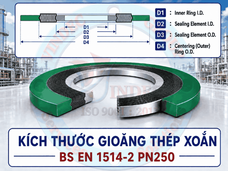 Ký hiệu kích thước gioăng thép xoắn BS EN 1514-2 PN250