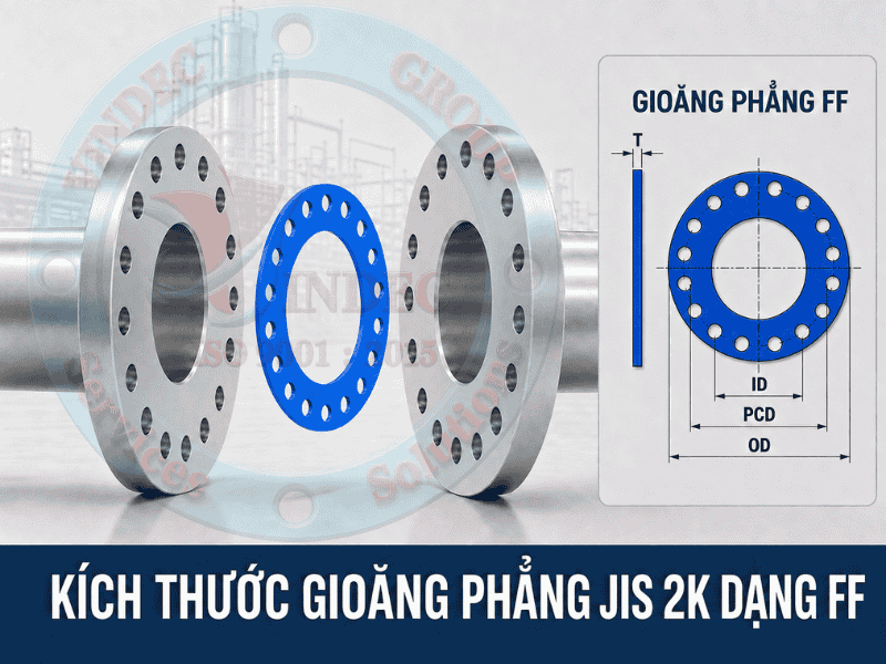 kích thước gioăng phẳng mặt bích 2k ff