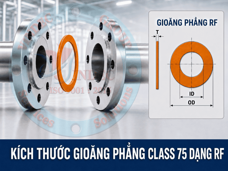 ký hiệu kích thước gioăng mặt bích ansi - asme class 75 rf