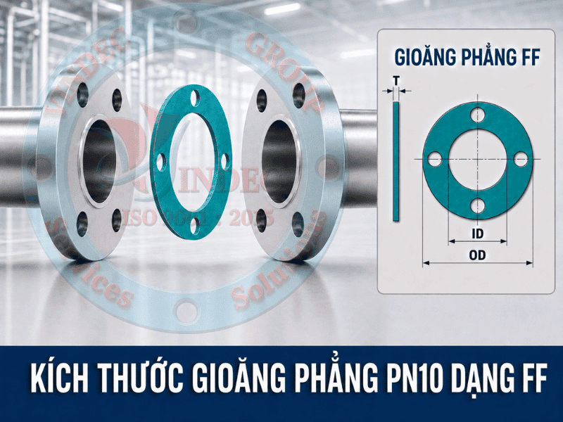 Ký hiệu kích thước gioăng phẳng mặt bích pn10 ff