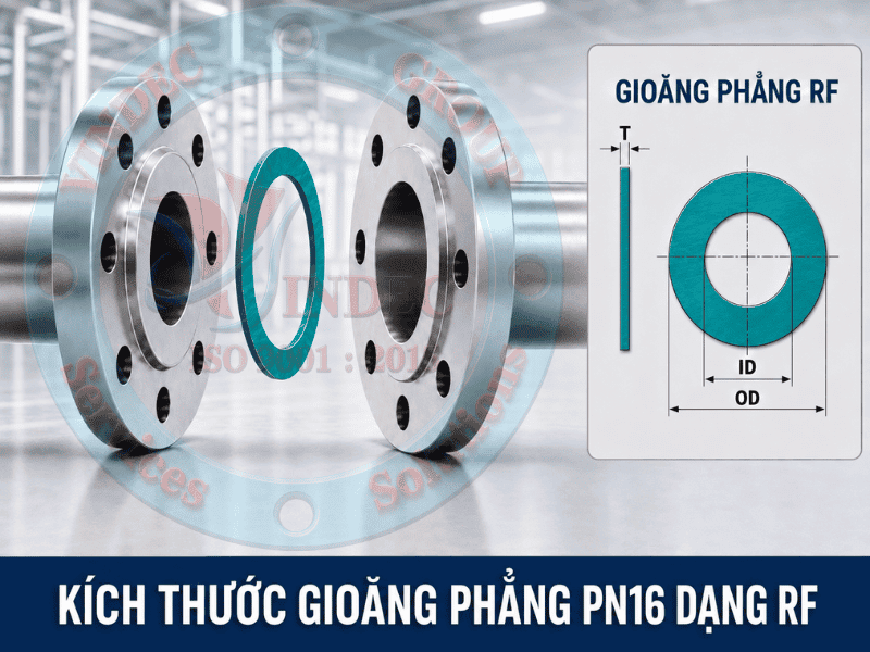Ký hiệu kích thước gioăng phẳng mặt bích pn16 rf