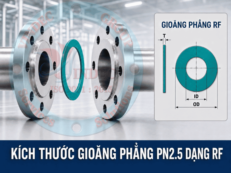 Ký hiệu kích thước gioăng phẳng mặt bích pn 2.5 rf