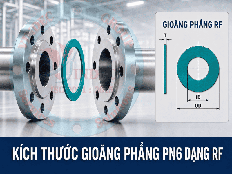 Ký hiệu kích thước gioăng phẳng mặt bích pn6 rf