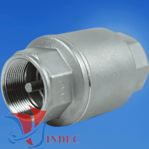 Van 1 chiều lò xo inox nối ren có tên tiếng anh là stainless steel spring lift check valve threaded ends/ stainless steel non-return spring valve threaded ends, còn được gọi là van kiểm tra lò xo inox lắp ren hay van chống môi chất chảy ngược.