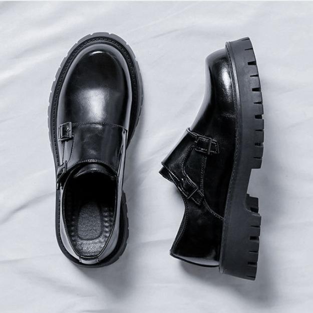Giày Chunky Loafers Màu Đen Đế Tăng Chiều Cao 4,5cm GN418