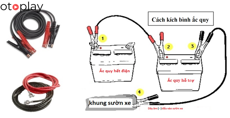 Cách nối dây câu cứu hộ ắc quy 