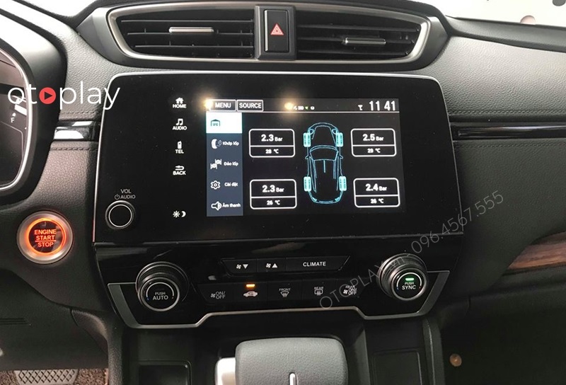 Cảm biến áp suất lốp tích hợp trên màn hình chính của xe Honda CRV