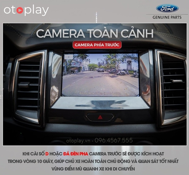 Camera Ford khi vào số D và đá đèn pha sẽ kích hoạt trong 10s