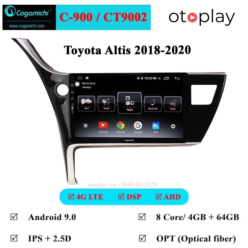 DVD Androi Cogamichi C900 cho xe Toyota altis 2017-2020