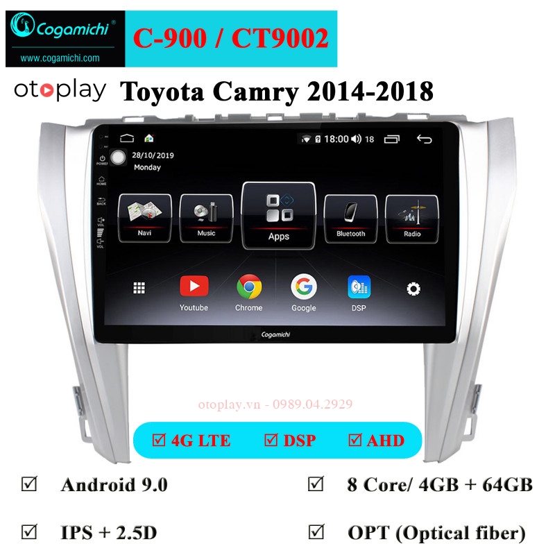 DVD Androi Cogamichi cho Camry lắp ráp trong nước 2014-2019